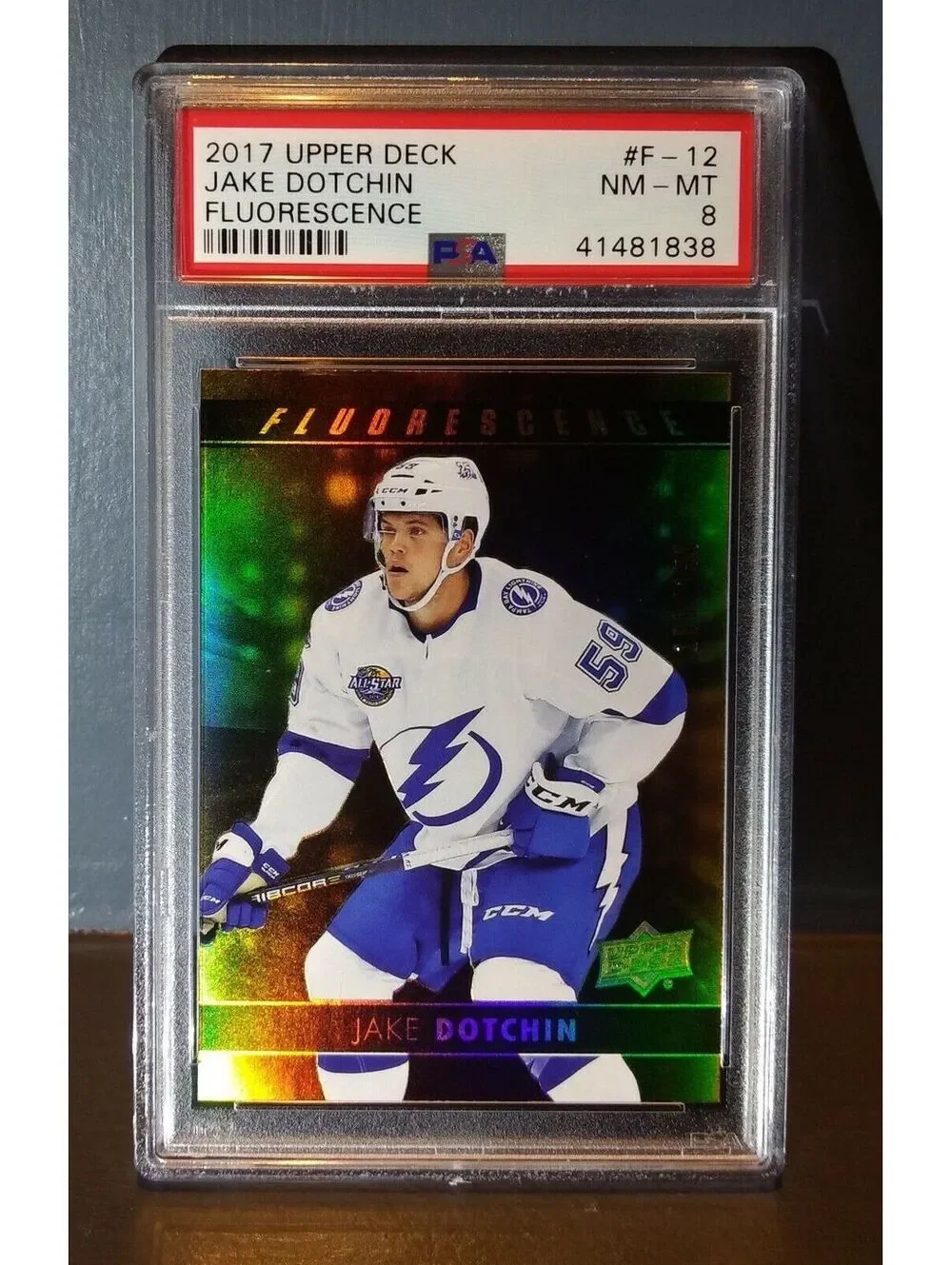 2017 Jake Dotchin Upper Deck Fluorescence #F-12 Hockey Card - PSA 8 NM-MINT